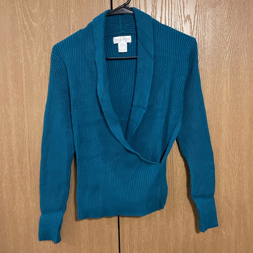 Worthington Teal Ribbed Sweater